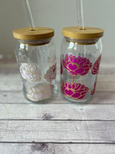 Load image into Gallery viewer, Popcan glasses - PINK Peony Color Changing Vinyl w/ROSE GOLD texture vinyl

