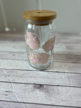 Load image into Gallery viewer, Popcan glasses - RED Peony Color Changing Vinyl W/CHAMPAGNE texture
