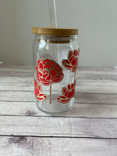 Load image into Gallery viewer, Popcan glasses - RED Peony Color Changing Vinyl W/CHAMPAGNE texture

