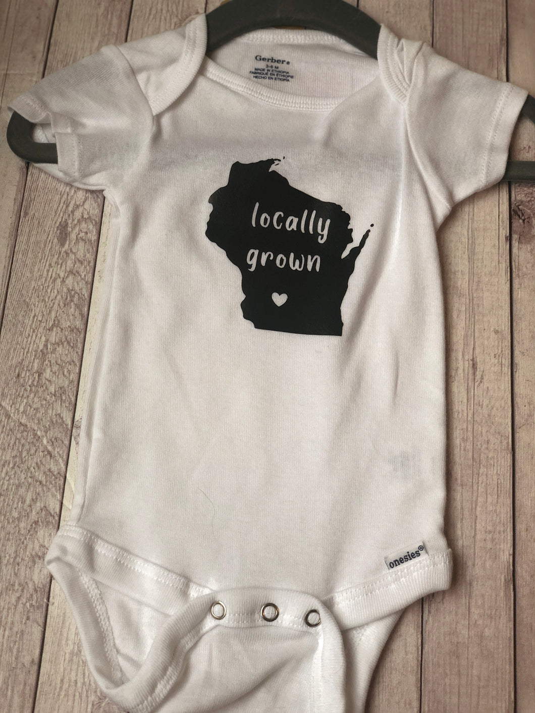 Onesie - Locally Grown (city heart) 0-3 months, 3-6 months