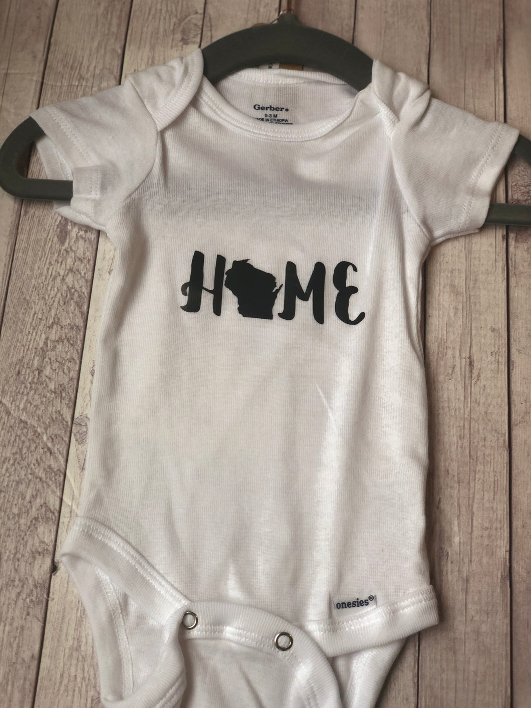 Onesie - HOME (Wisco state) 0-3 months, 18 month