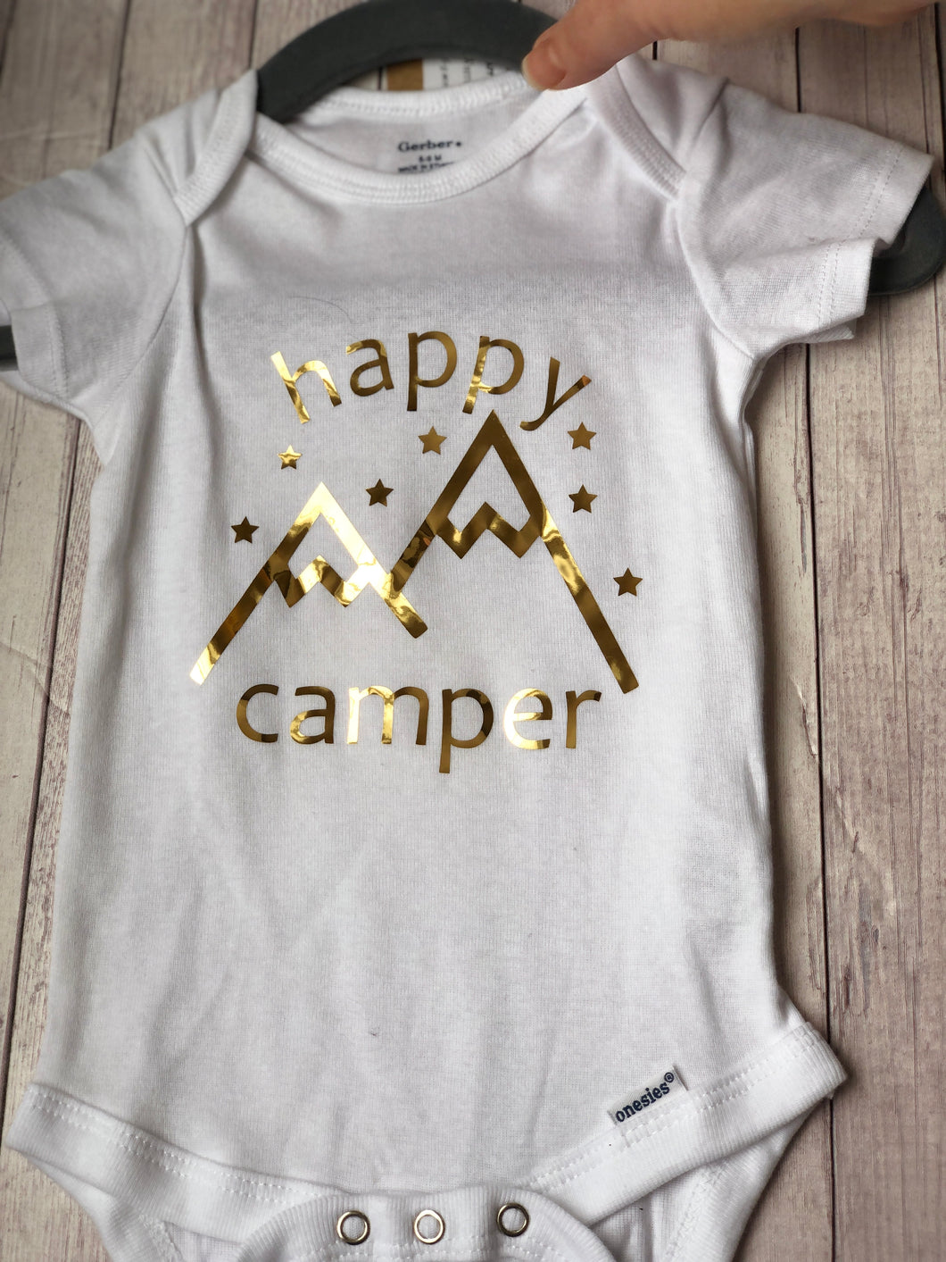 Onesie - Happy Camper (6-9 months) white short sleeve