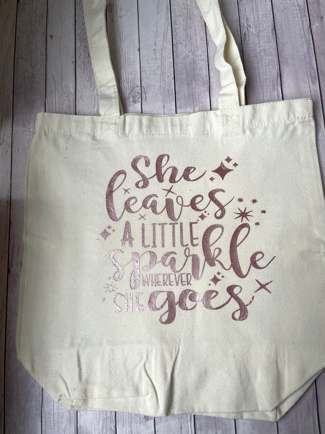 Canvas Bag - She leaves a little sparkle wherever she goes (pink)