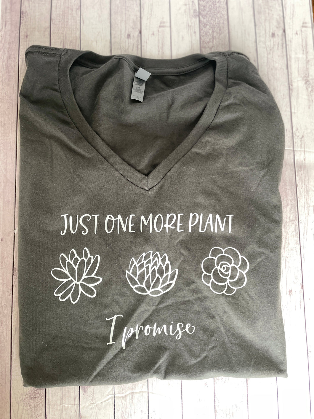 Adult - Just one more plant, I promise (gray vneck) 3XL - Clearance