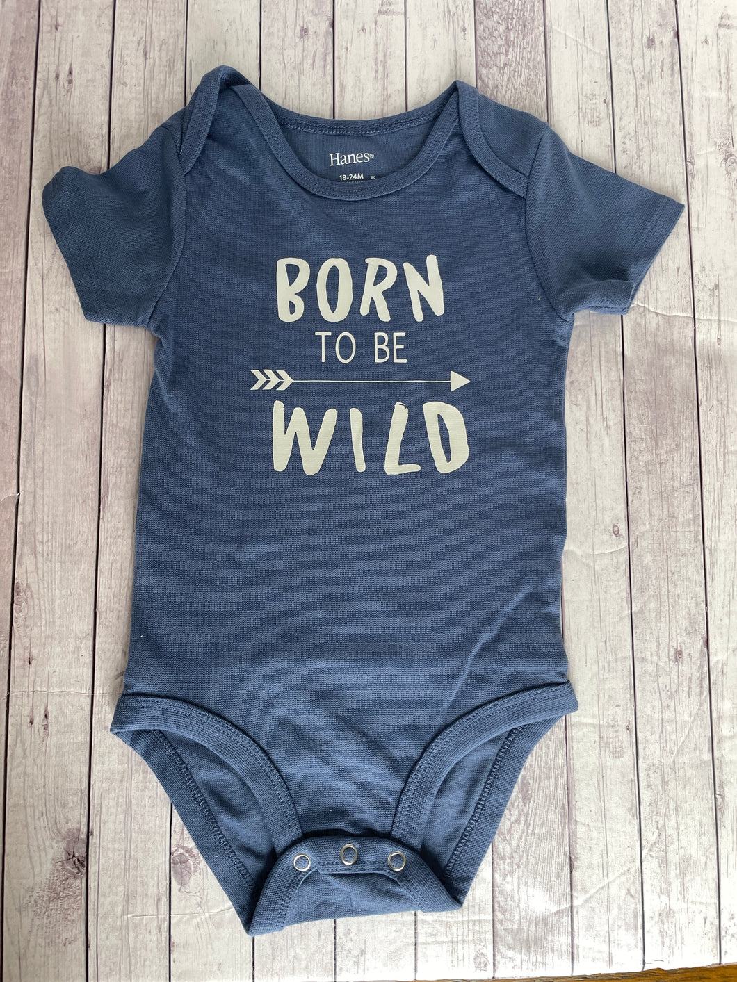 Onesie - Born to be Wild (18-24 months) blue short sleeve