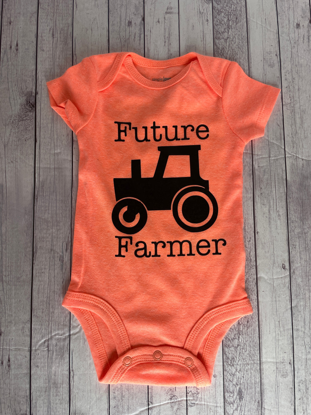 Onesie - Future Farmer (0-3 months) orange short sleeve