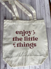 Load image into Gallery viewer, Large Canvas Bag - Enjoy the little things
