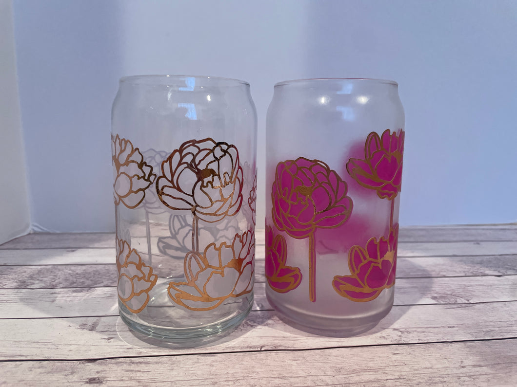 Popcan glasses - PINK W/ROSE GOLD Peony Color Changing Vinyl